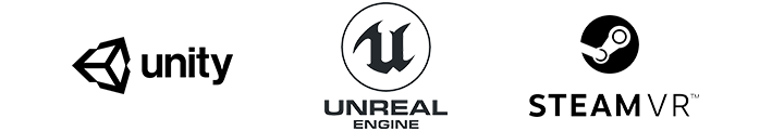 Unity、Unreal Engine、STEAM VR ロゴ